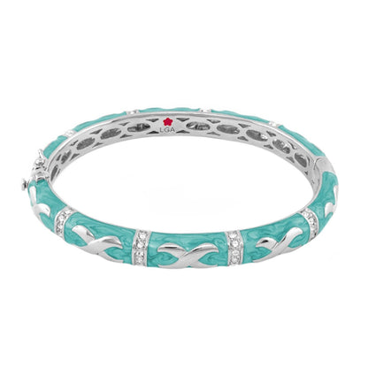 Lauren G Adams Elegant Hugs Bangle in turquoise enamel with silver links and crystals bracelet on Tampa Home & Garden Store