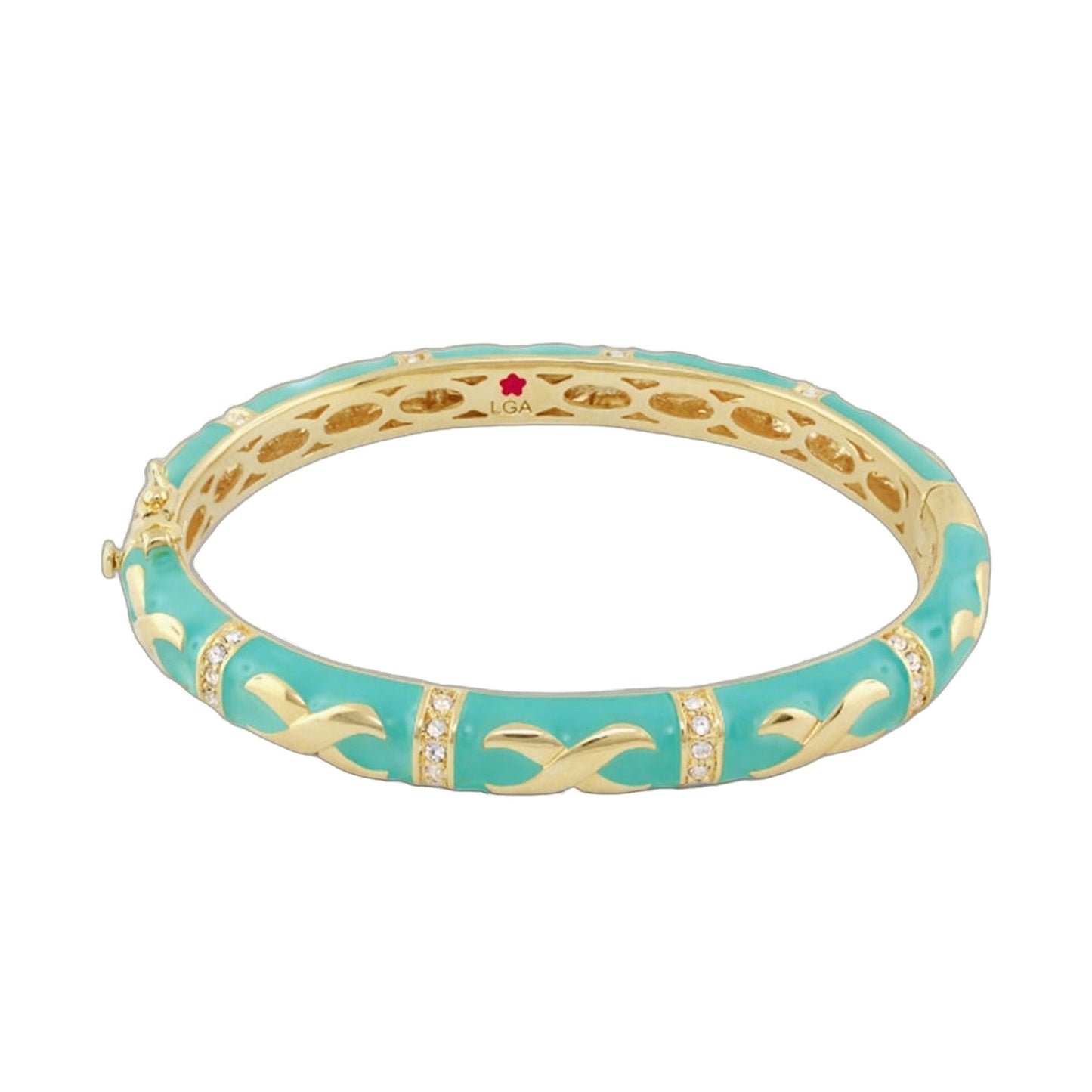 Elegant Hugs Bangle Wide Contrast X turquoise enamel gold-tone accents by Lauren G Adams on Tampa Home & Garden Store