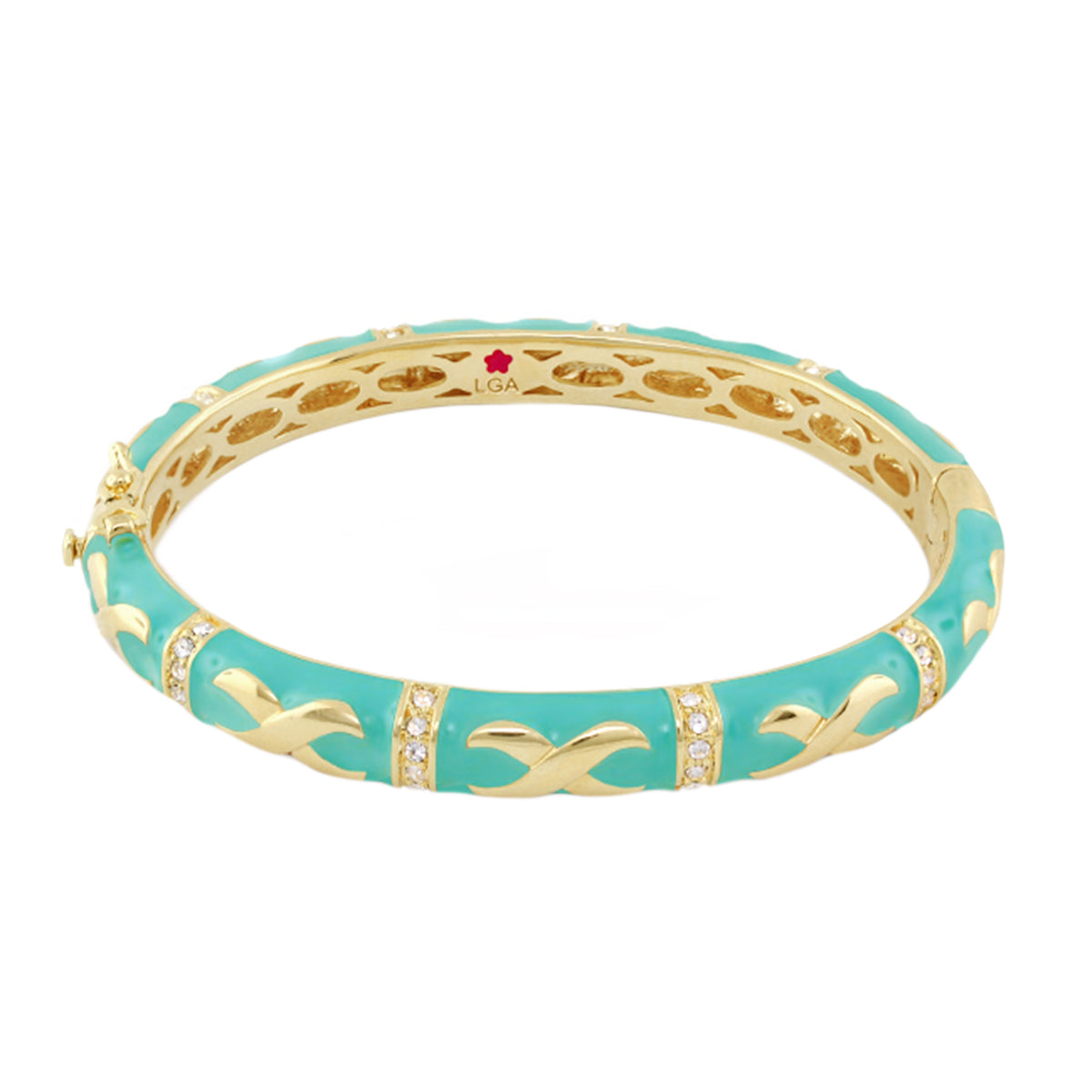 Elegant Hugs Bangle Wide Contrast X turquoise enamel gold bracelet Lauren G Adams on Tampa Home & Garden Store