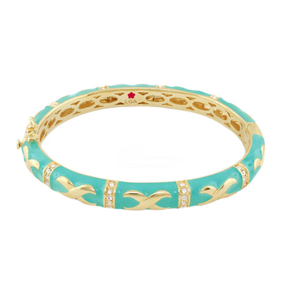 Elegant Hugs Bangle Wide Contrast X turquoise enamel gold bracelet Lauren G Adams on Tampa Home & Garden Store