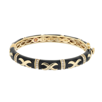 Elegant Hugs Bangle by Lauren G Adams, gold-tone with black enamel bracelet on Tampa Home & Garden Store
