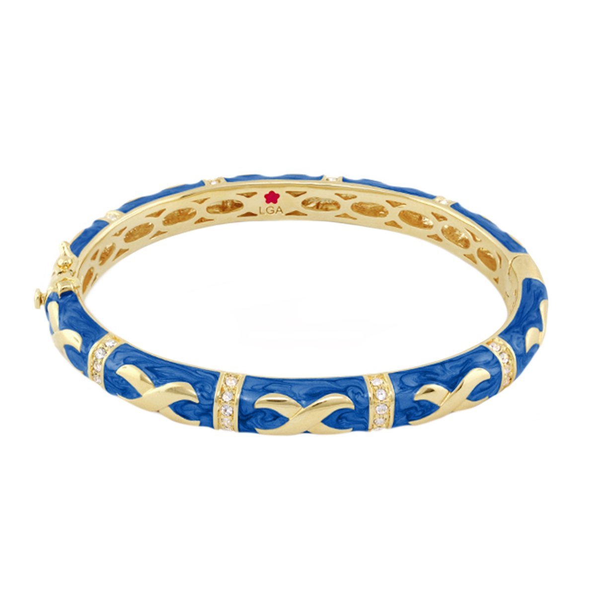Elegant Hugs Bangle — blue enamel, gold-tone links with crystal accents bracelet Lauren G Adams on Tampa Home & Garden Store