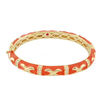 Elegant Hugs Bangle Contrast X coral enamel gold hug links with crystals by Lauren G Adams on Tampa Home & Garden Store
