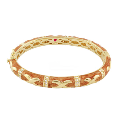 Elegant Hugs Bangle Wide Contrast X bracelet by Lauren G Adams, orange enamel links on Tampa Home & Garden Store
