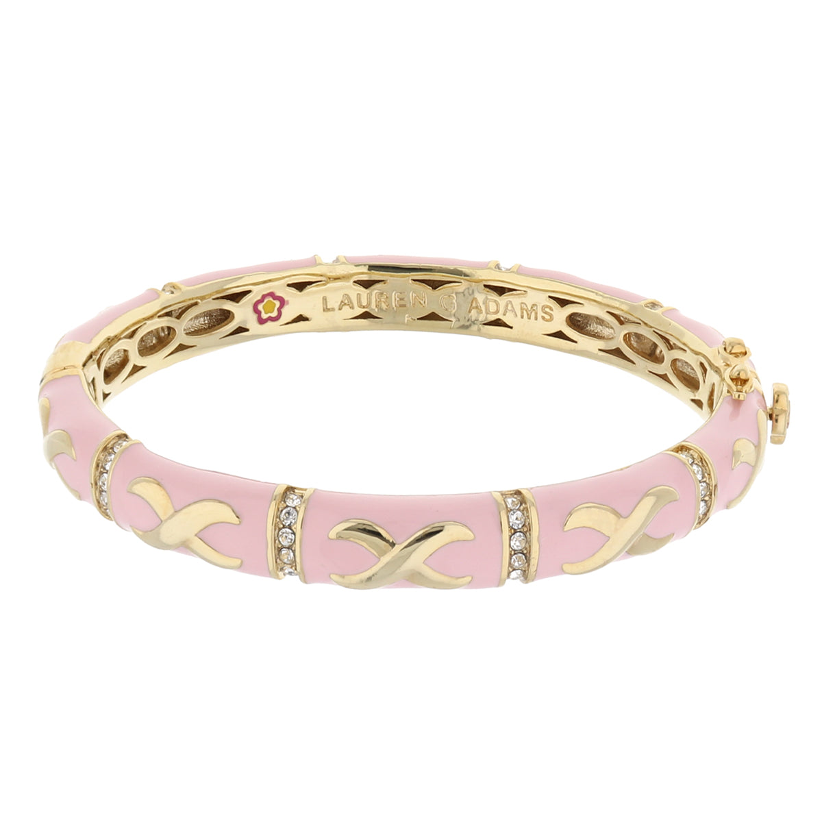 Elegant Hugs Bangle - Wide Contrast X pink enamel gold-tone bracelet Lauren G Adams on Tampa Home & Garden Store