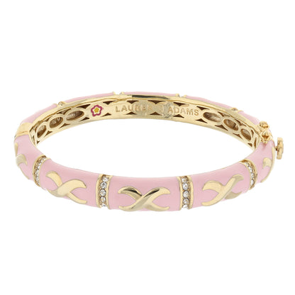 Elegant Hugs Bangle - Wide Contrast X pink enamel gold-tone bracelet Lauren G Adams on Tampa Home & Garden Store