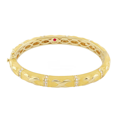 Elegant Hugs Bangle Wide Contrast X by Lauren G Adams, gold-tone bracelet with crystal segments on Tampa Home & Garden Store