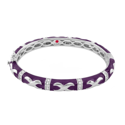 Elegant Hugs Bangle Wide Contrast X purple enamel with silver links and pavé crystals LGA on Tampa Home & Garden Store