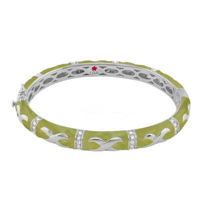 Elegant Hugs Bangle Wide Contrast X Lauren G Adams lime enamel X-link panels LGA logo on Tampa Home & Garden Store