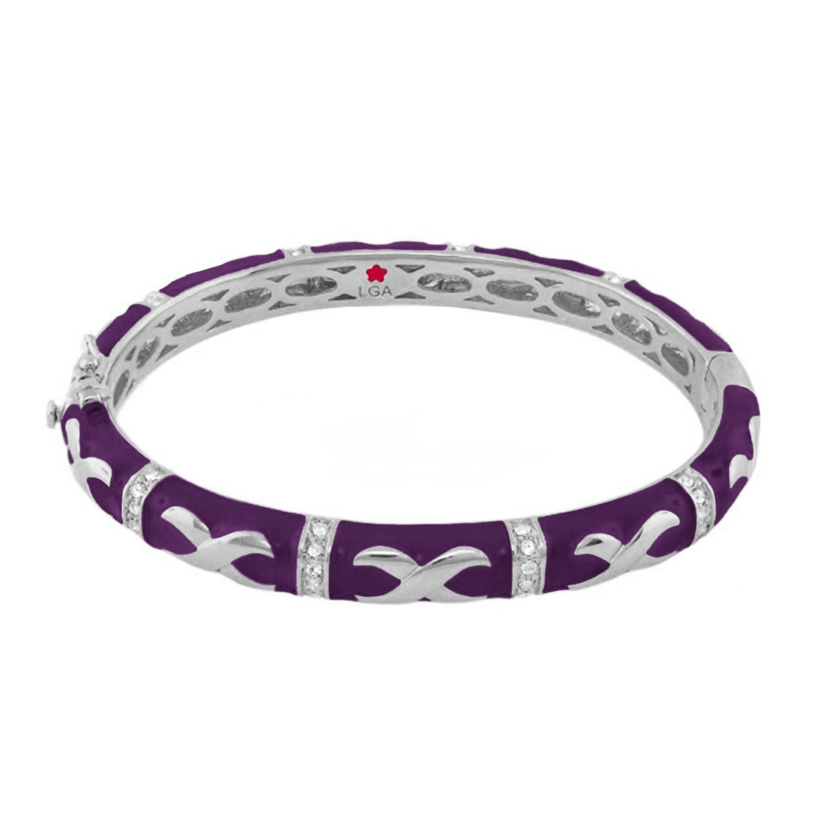 Elegant Hugs Bangle Wide Contrast X purple enamel bracelet with crystals Lauren G Adams on Tampa Home & Garden Store