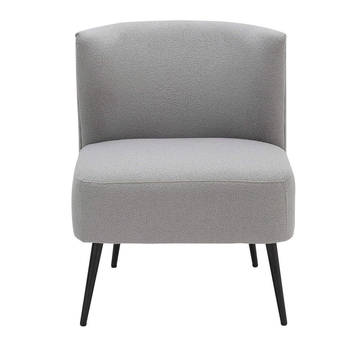 Fran Contemporary Slipper Chair padded light gray fabric with slim black legs on Tampa Home & Garden Store