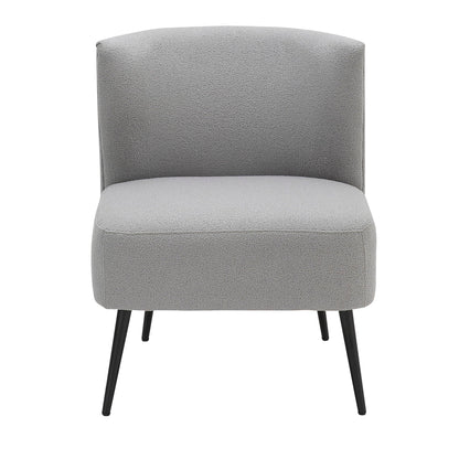 Fran Contemporary Slipper Chair padded light gray fabric with slim black legs on Tampa Home & Garden Store