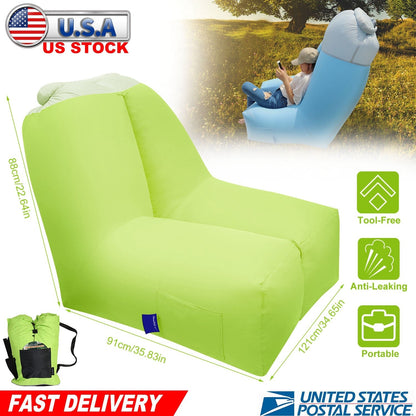 Two inflatable lounger chairs by GemGear lime green portable bag waterproof anti-leak on Tampa Home & Garden Store