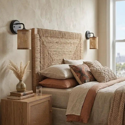 Reef Rustic Wicker Wall Sconce with Natural Shade