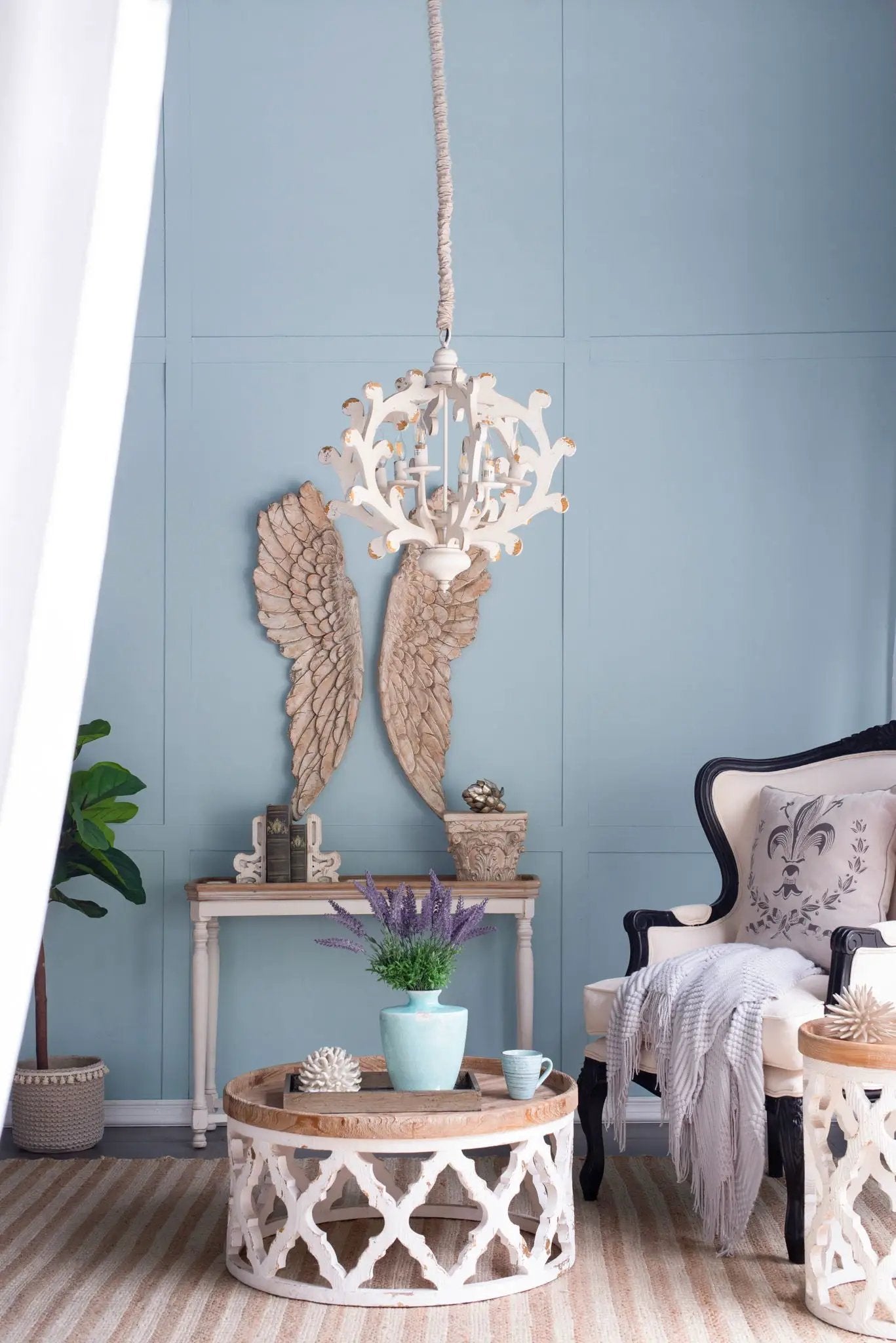 6 Light Chandelier for Kitchen White Finish