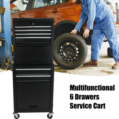 6-drawer lockable tool cabinet in black on casters with detachable toolbox on Tampa Home & Garden Store