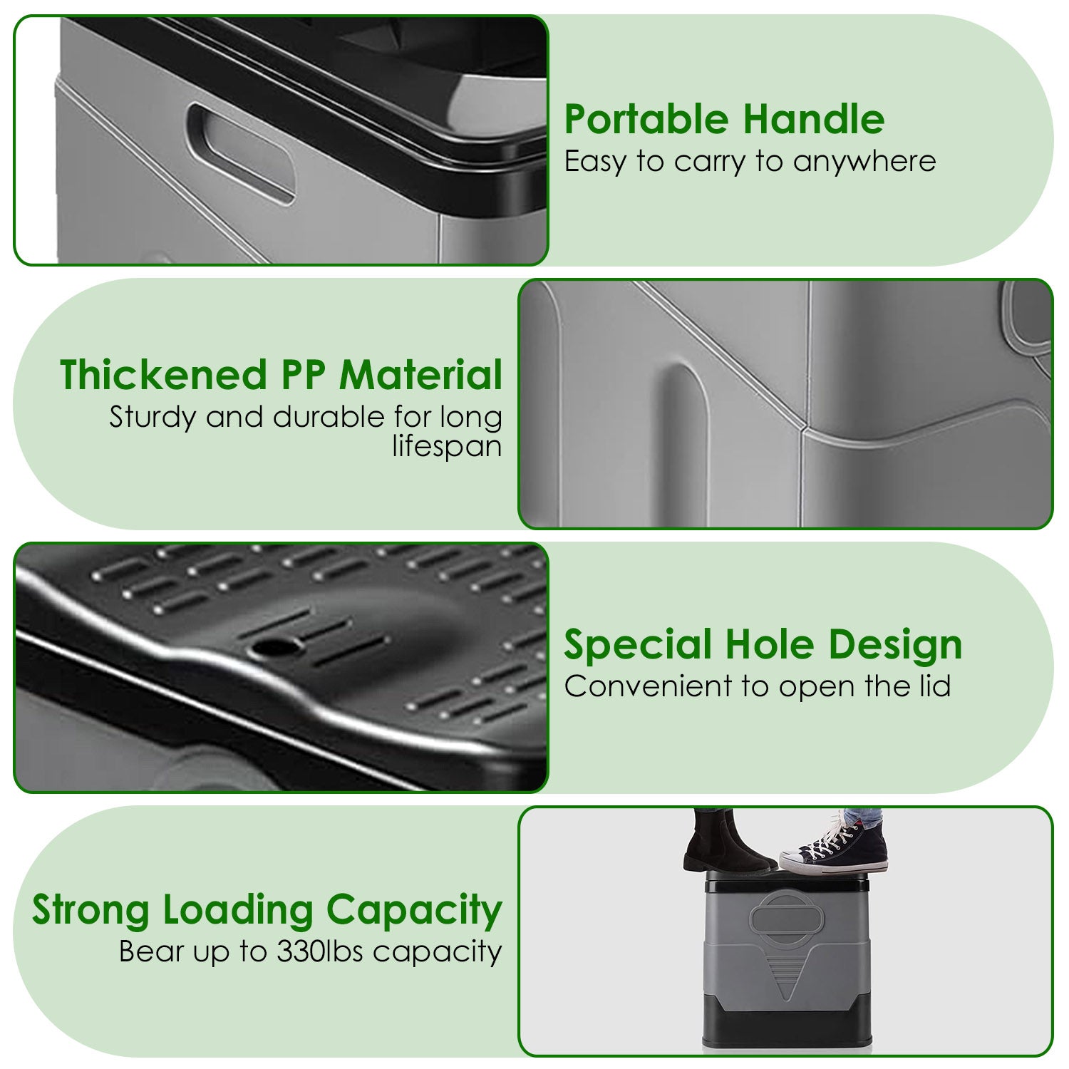 GemGear Portable Camping Toilet with Carry Bag foldable potty thickened PP with lid holds 330 lbs on Tampa Home & Garden Store
