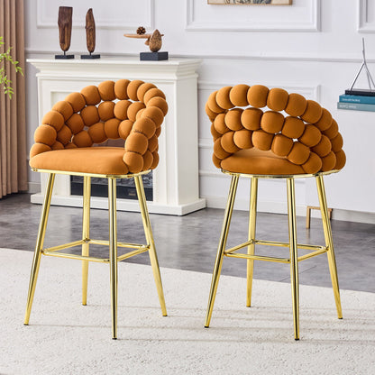 Ball Chain Bubble Tufted Bar Chairs Set Of Two