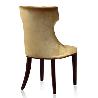 Reine dining chair gold velvet upholstery with solid wood dark legs on Tampa Home & Garden Store