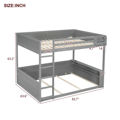 Gray metal bunk bed frame with ladder and guard rails; dimension arrows show size on Tampa Home & Garden Store