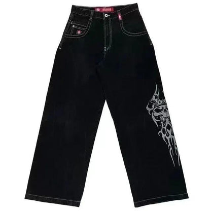 High Waist Retro Distressed Black Wide-leg Jeans FLIPSTYLEZLLC graphic print pink tag on Tampa Home & Garden Store