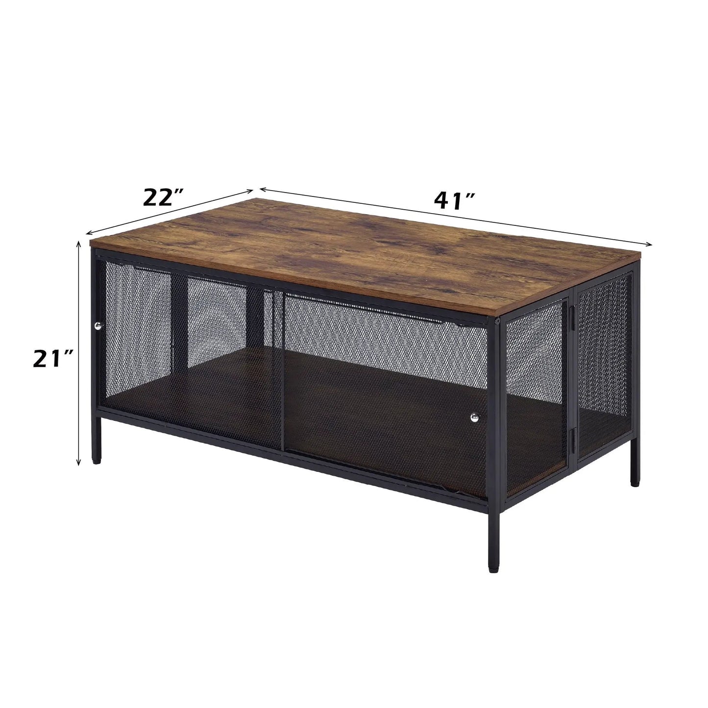 Winam Coffee Table Antique Oak and Black Storage