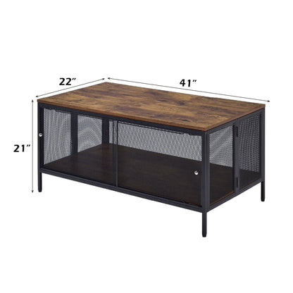 Winam Coffee Table Antique Oak and Black Storage