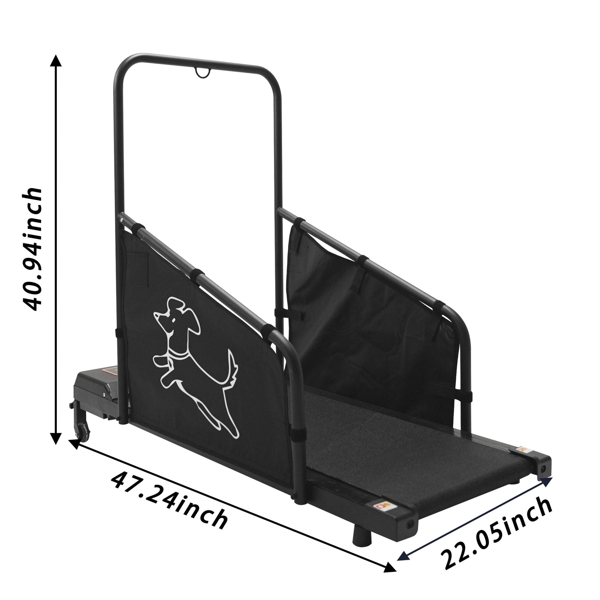 Dog treadmill for medium dogs with non-slip belt and remote control, black frame with dog panels on Tampa Home & Garden Store