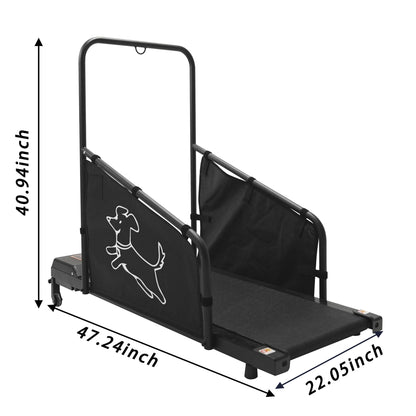 Dog treadmill for medium dogs with non-slip belt and remote control, black frame with dog panels on Tampa Home & Garden Store