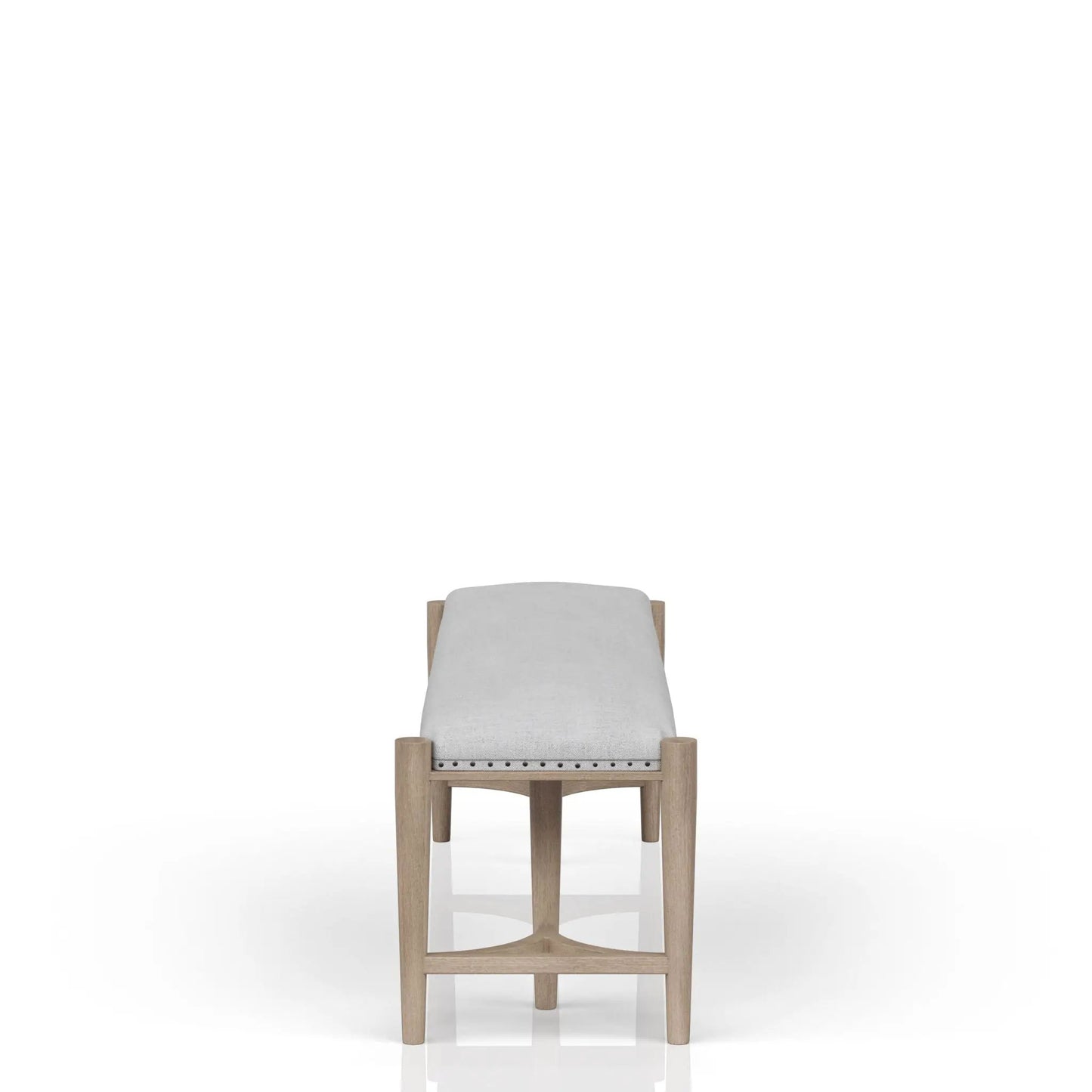 Bench In Sand Upholstered With Nail Head Trim