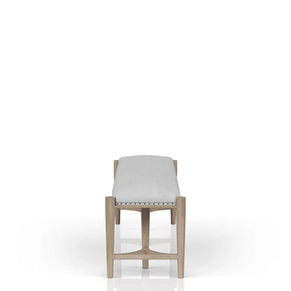 Bench In Sand Upholstered With Nail Head Trim