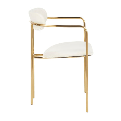 Contemporary chair set of 2 with cushioned beige seat and gold metal frame HouseOfZazla on Tampa Home & Garden Store