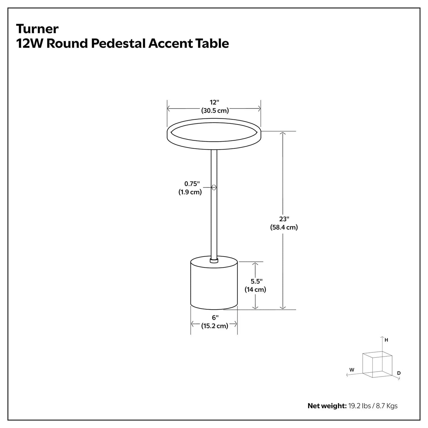 Turner Side Table With Marble Base and Frame