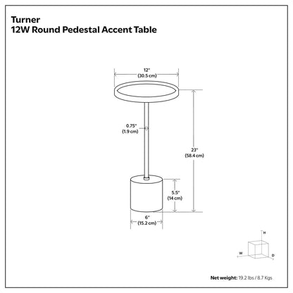 Turner Side Table With Marble Base and Frame
