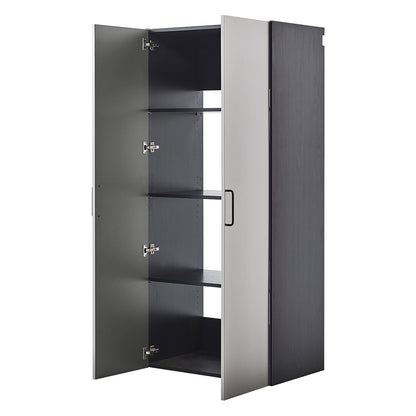 Astro Series wall mounted storage cabinet with soft closing drawers in metallic gray on Tampa Home & Garden Store