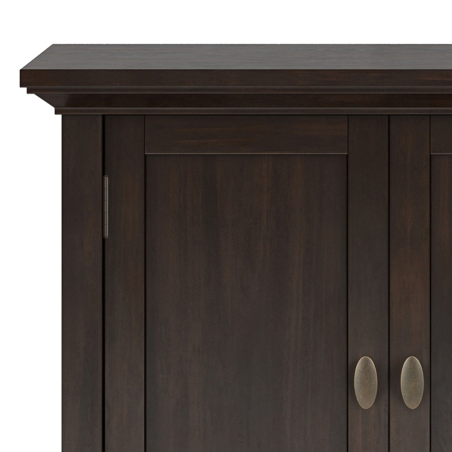 Redmond low storage cabinet brunette brown with paneled doors dark wood finish on Tampa Home & Garden Store
