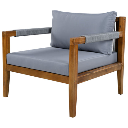 3 Piece Outdoor Sectional Sofa Set by HouseOfZazla with gray cushions and wooden frame on Tampa Home & Garden Store