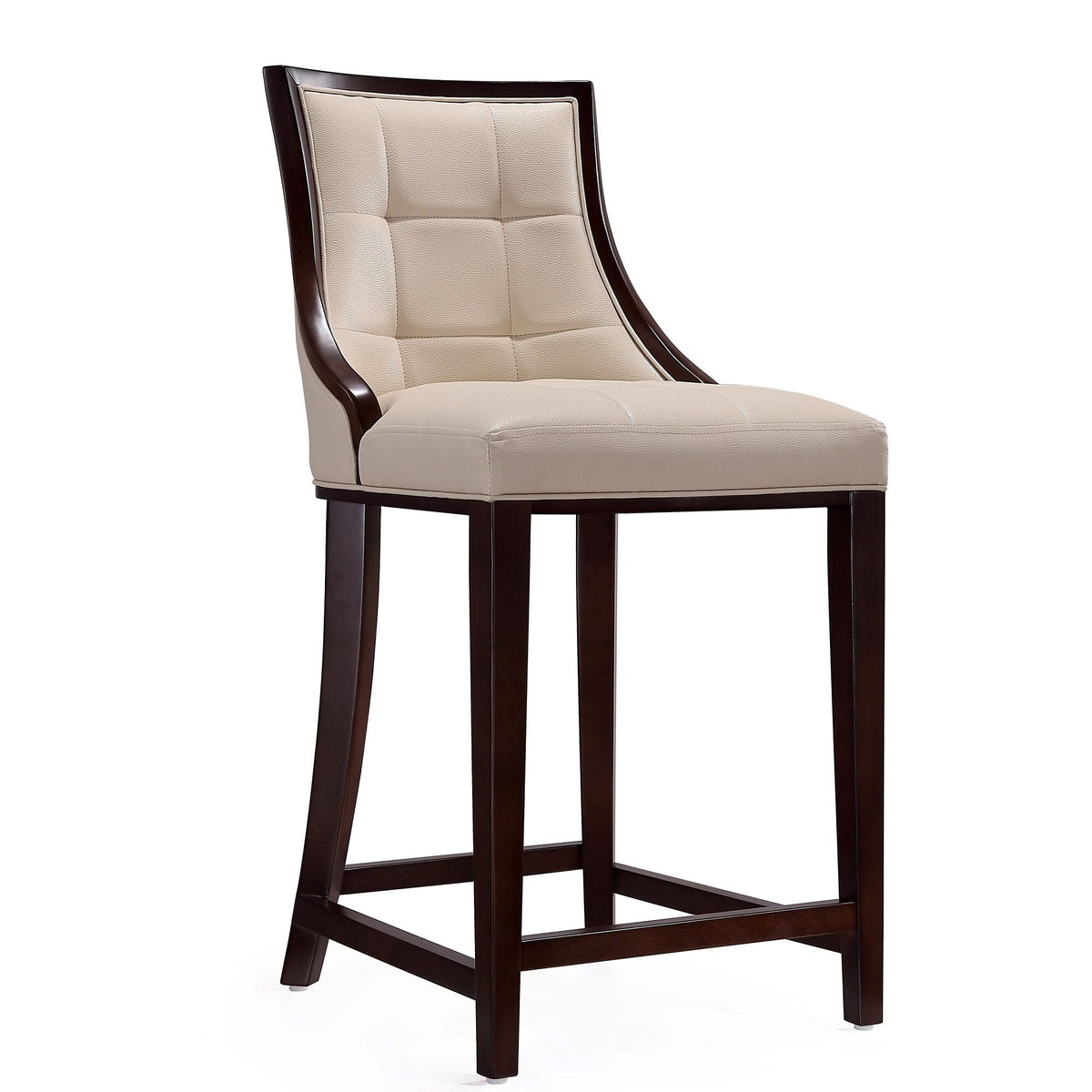 White bar height stool with solid wood frame and cream tufted seat by HouseOfZazla on Tampa Home & Garden Store