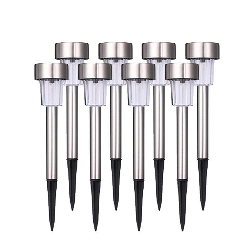Stevvex stainless steel LED solar garden stake lights, 9-pack for yard pathway on Tampa Home & Garden Store