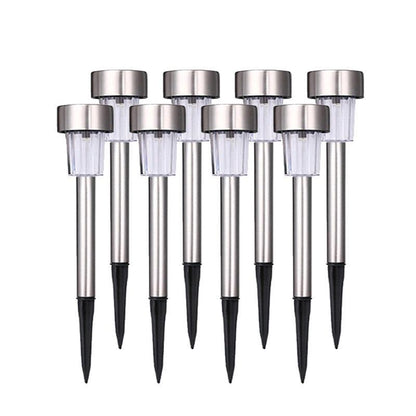 Stevvex stainless steel LED solar garden stake lights, 9-pack for yard pathway on Tampa Home & Garden Store