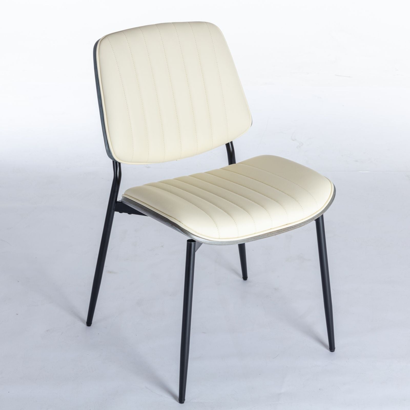 Dining chairs set of 2: cream upholstered seats with walnut bentwood back and black metal legs on Tampa Home & Garden Store