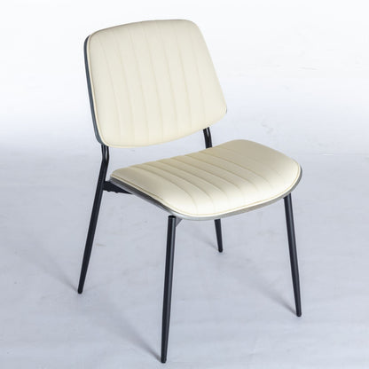 Dining chairs set of 2: cream upholstered seats with walnut bentwood back and black metal legs on Tampa Home & Garden Store