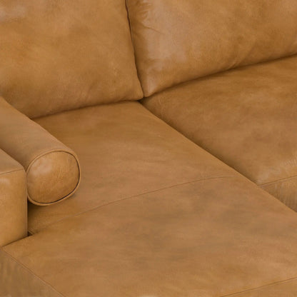 Morrison Upholstered Sectional Sofa tan leather close-up cushions Unique Piece Furniture on Tampa Home & Garden Store