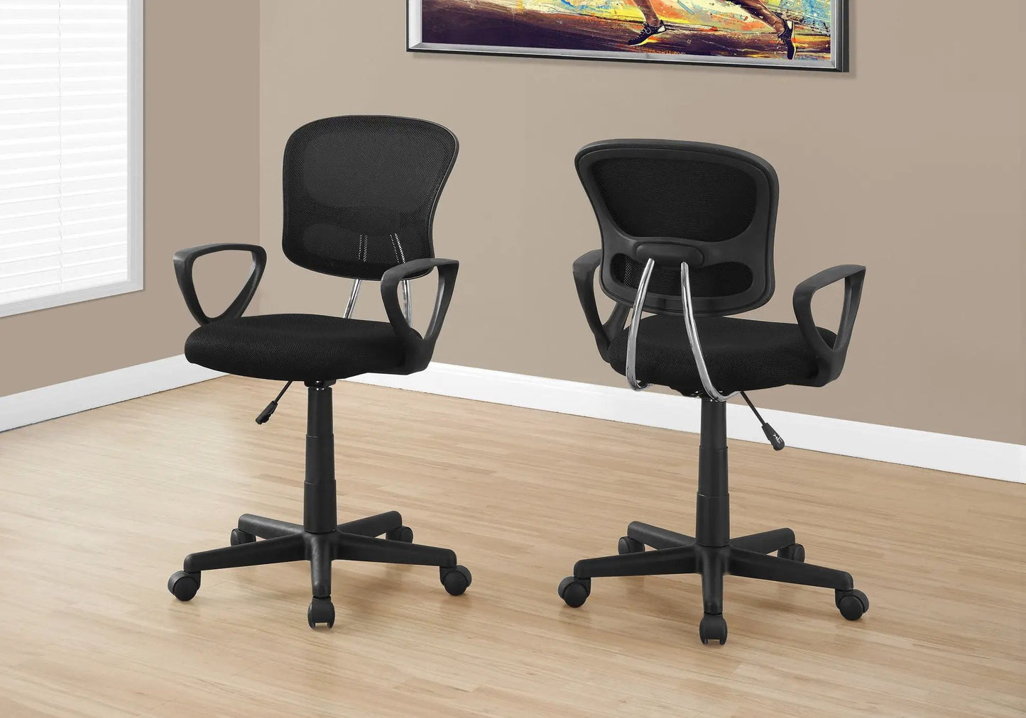 Office chair set of 2 with black mesh back, adjustable height, swivel, ergonomic armrests on Tampa Home & Garden Store