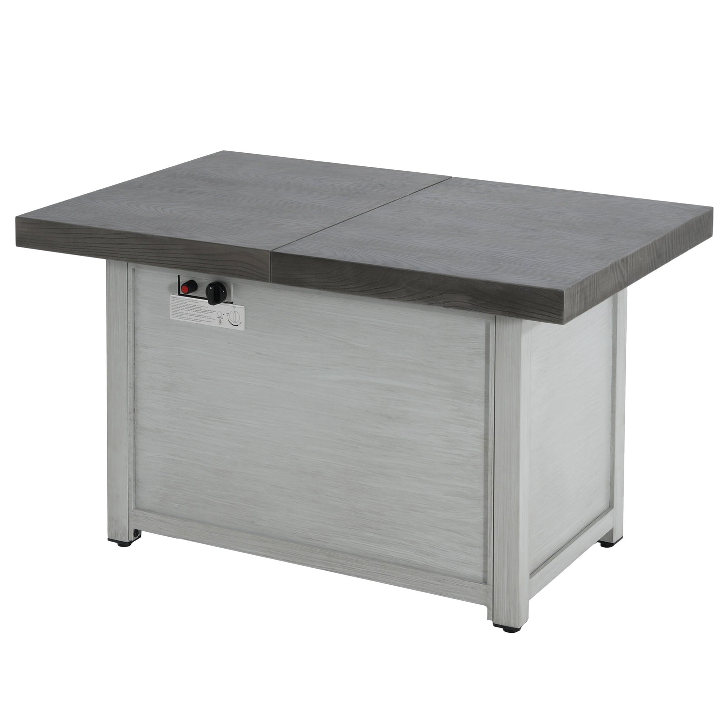 Extendable rectangle aluminum fire pit table in graywoodgrain with 50,000 BTU HouseOfZazla on Tampa Home & Garden Store
