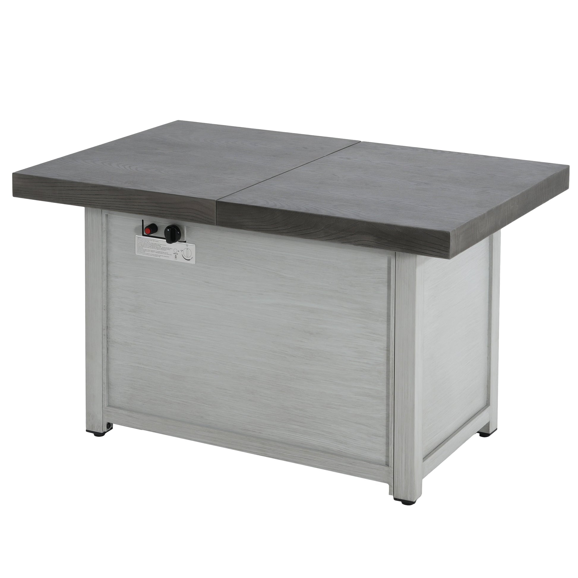 Extendable rectangle aluminum fire pit table in graywoodgrain with 50,000 BTU HouseOfZazla on Tampa Home & Garden Store