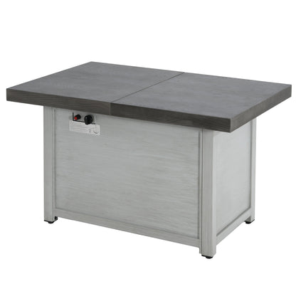 Extendable rectangle aluminum fire pit table in graywoodgrain with 50,000 BTU HouseOfZazla on Tampa Home & Garden Store
