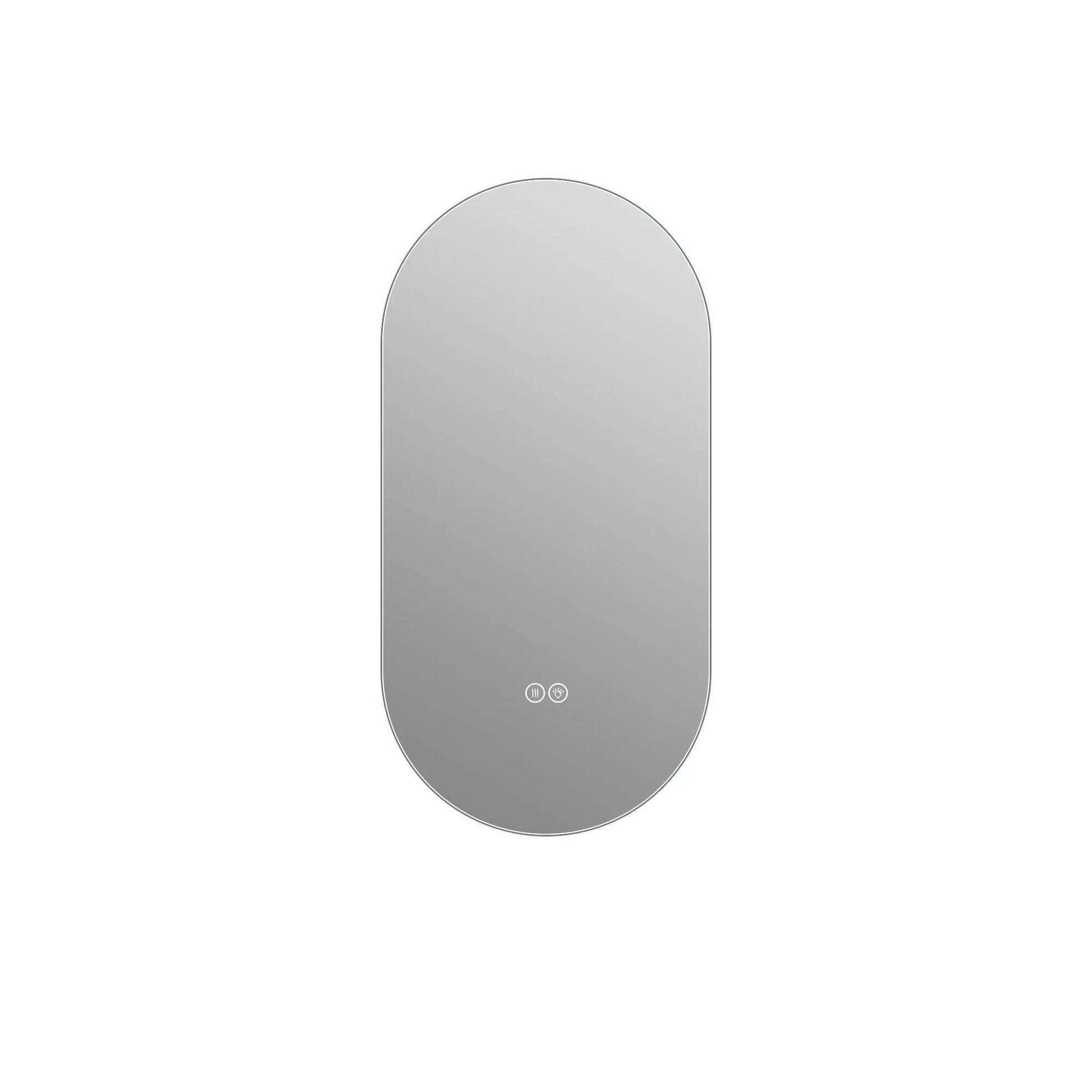 Smart wall mounted LED touch screen mirror with anti-fog and adjustable lighting, rounded top on Tampa Home & Garden Store
