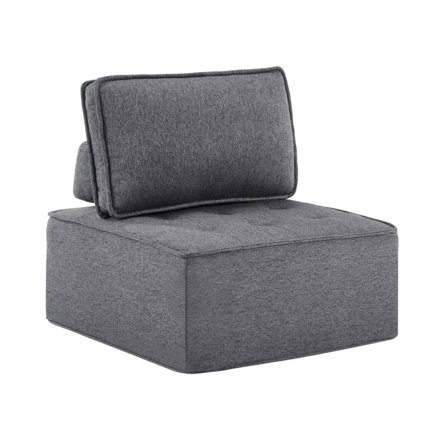 Armless chair by Unique Piece Furniture in gray textured fabric, modular cushions on Tampa Home & Garden Store