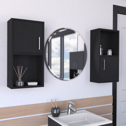 Eak two-door wall-mounted medicine cabinet in black with two interior shelves HouseOfZazla on Tampa Home & Garden Store